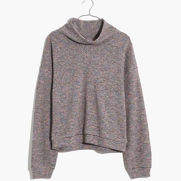 Madewell Textured Turtleneck Striped Rainbow Sparkle Pullover Sweatshirt Top - Picture 6 of 15